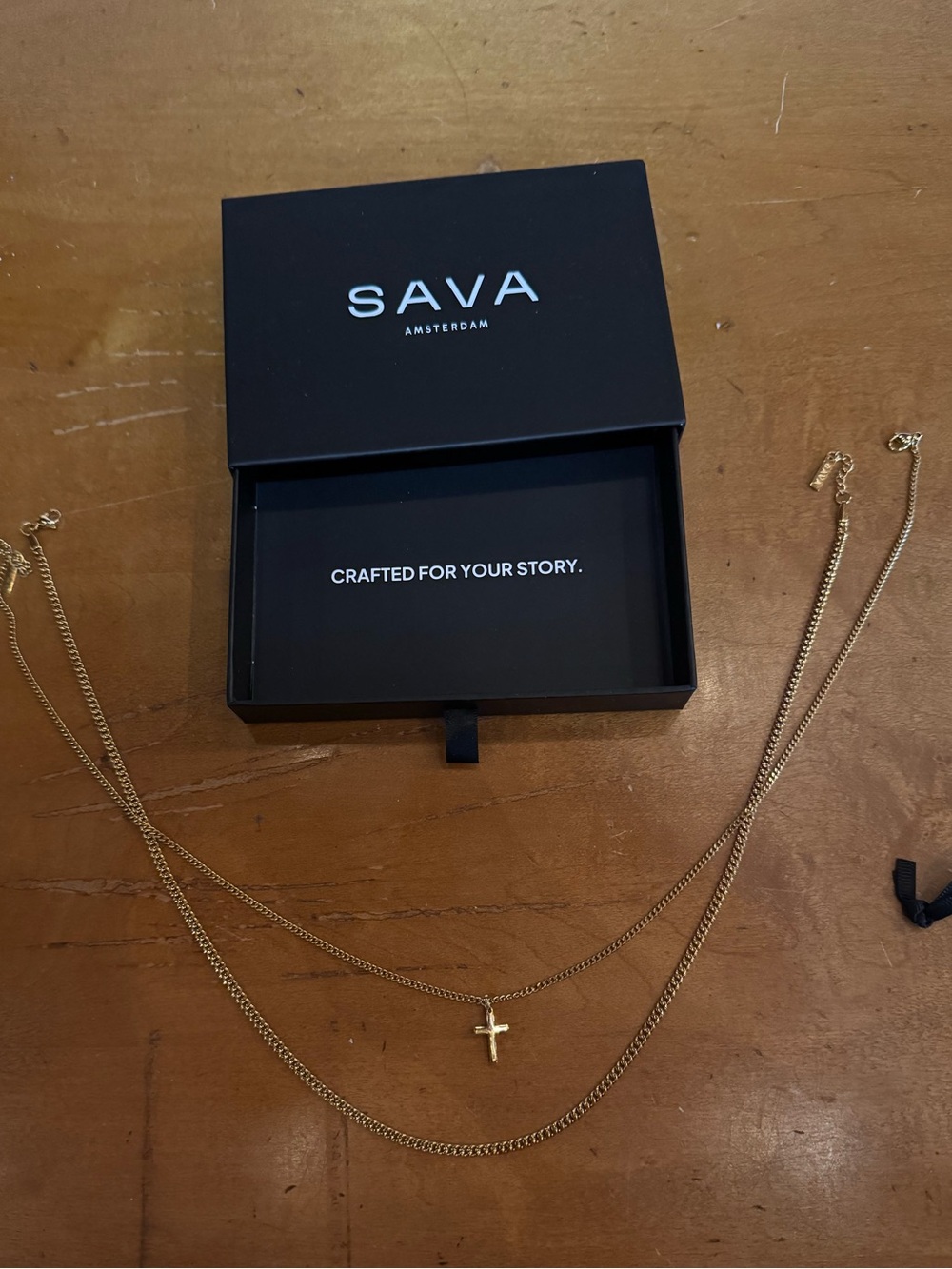SAVA Gold Layered Cross Necklace Set 20inch